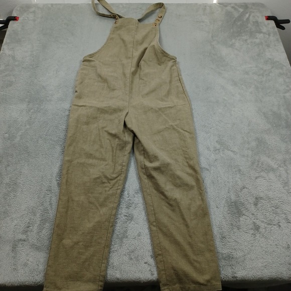Miou Muse Pants - Miou Muse Overalls Womens Small Brown Linen‎ Blend Jumpsuit Pockets Adjustable